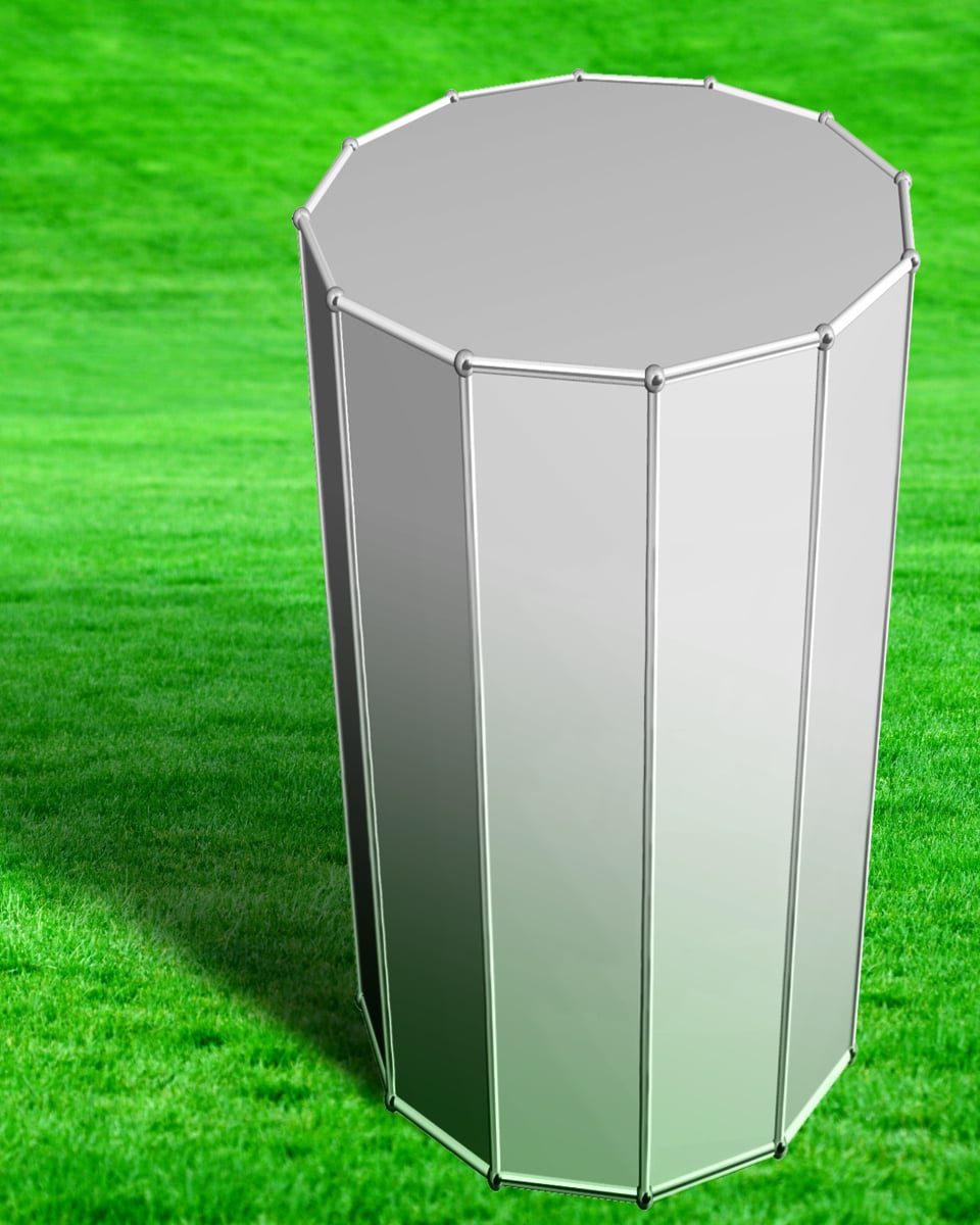 Стрижні на гранях і кульки на вершинах показані умовно, аби легше було відчути форму 12-гранної призми