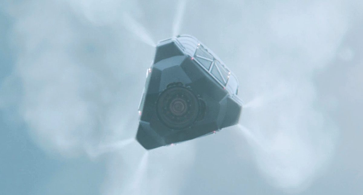 Посадка шаттла. Три подвійні струмені, дуже схожі на звичайну водяну пару